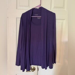 TravelSmith Purple Waterfall Cardigan Sweater and tank
